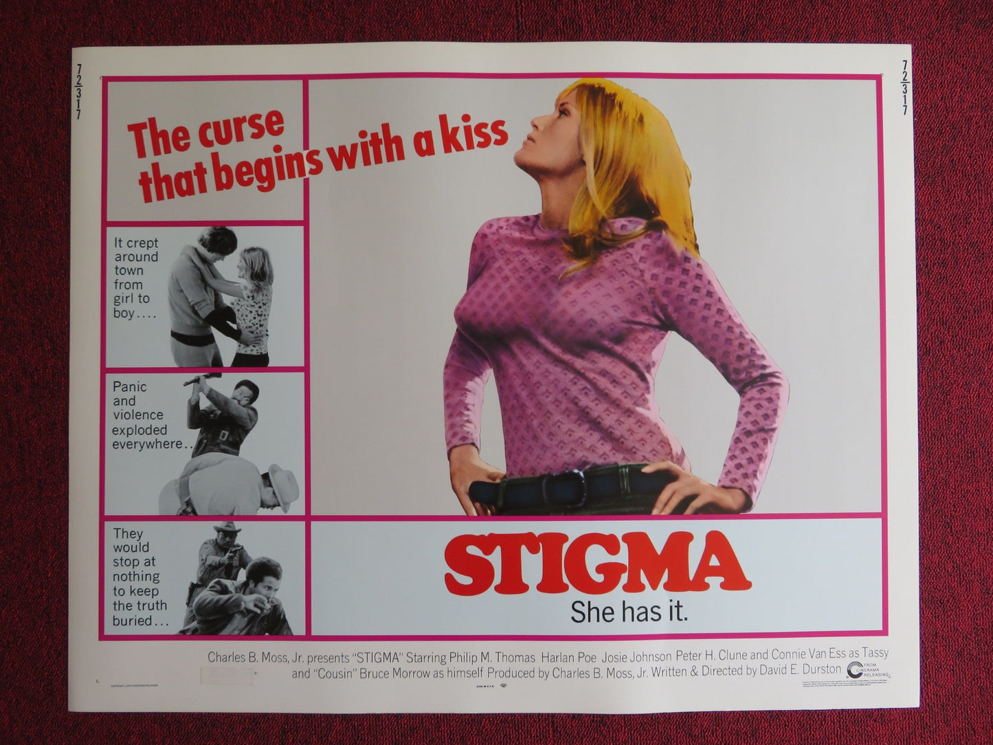 STIGMA US HALF SHEET (22"x 28") POSTER PHILIP M.THOMAS HARLAN POE 1972 Rendezvous Cinema Movie posters