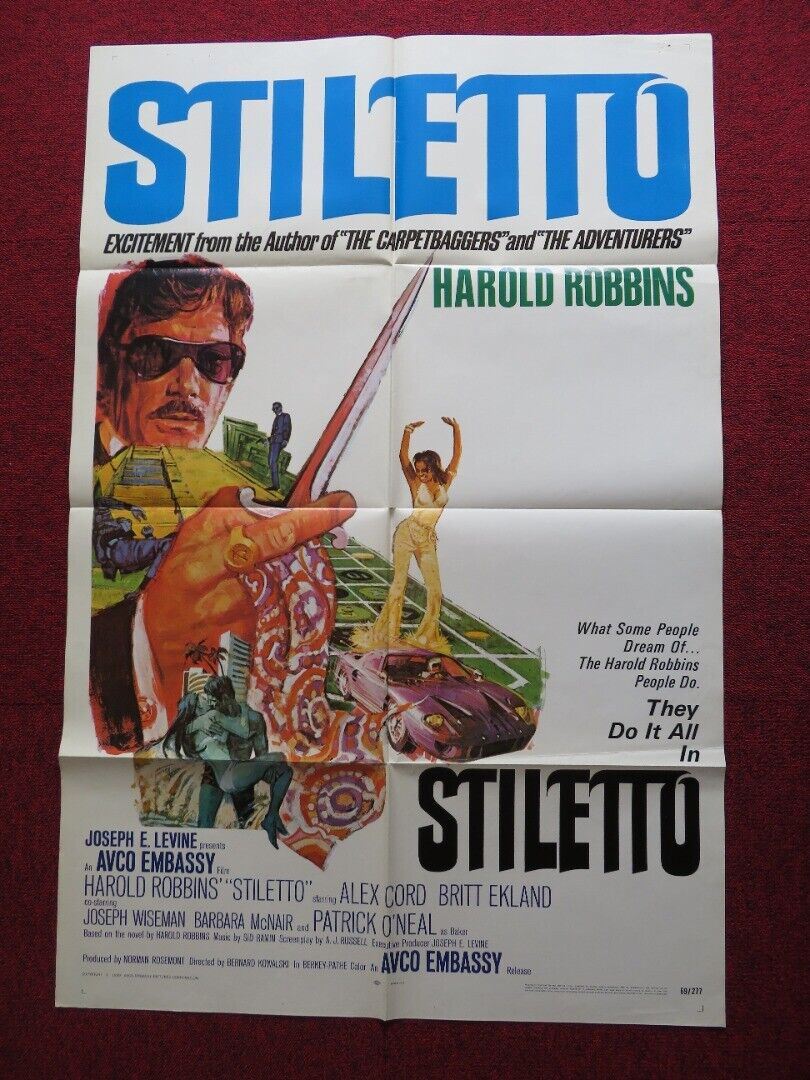 STILETTO US ONE SHEET POSTER ALEX CORD BRITT EKLAND 1969 Movie posters