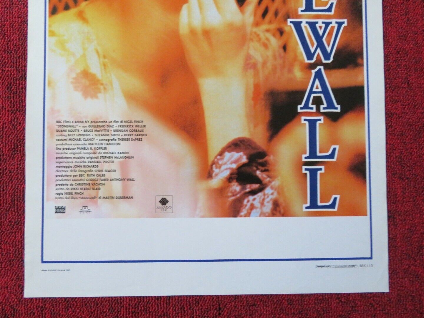STONEWALL ITALIAN LOCANDINA (27.5"x13") POSTER GUILLERMO DIAZ 1996 Movie posters