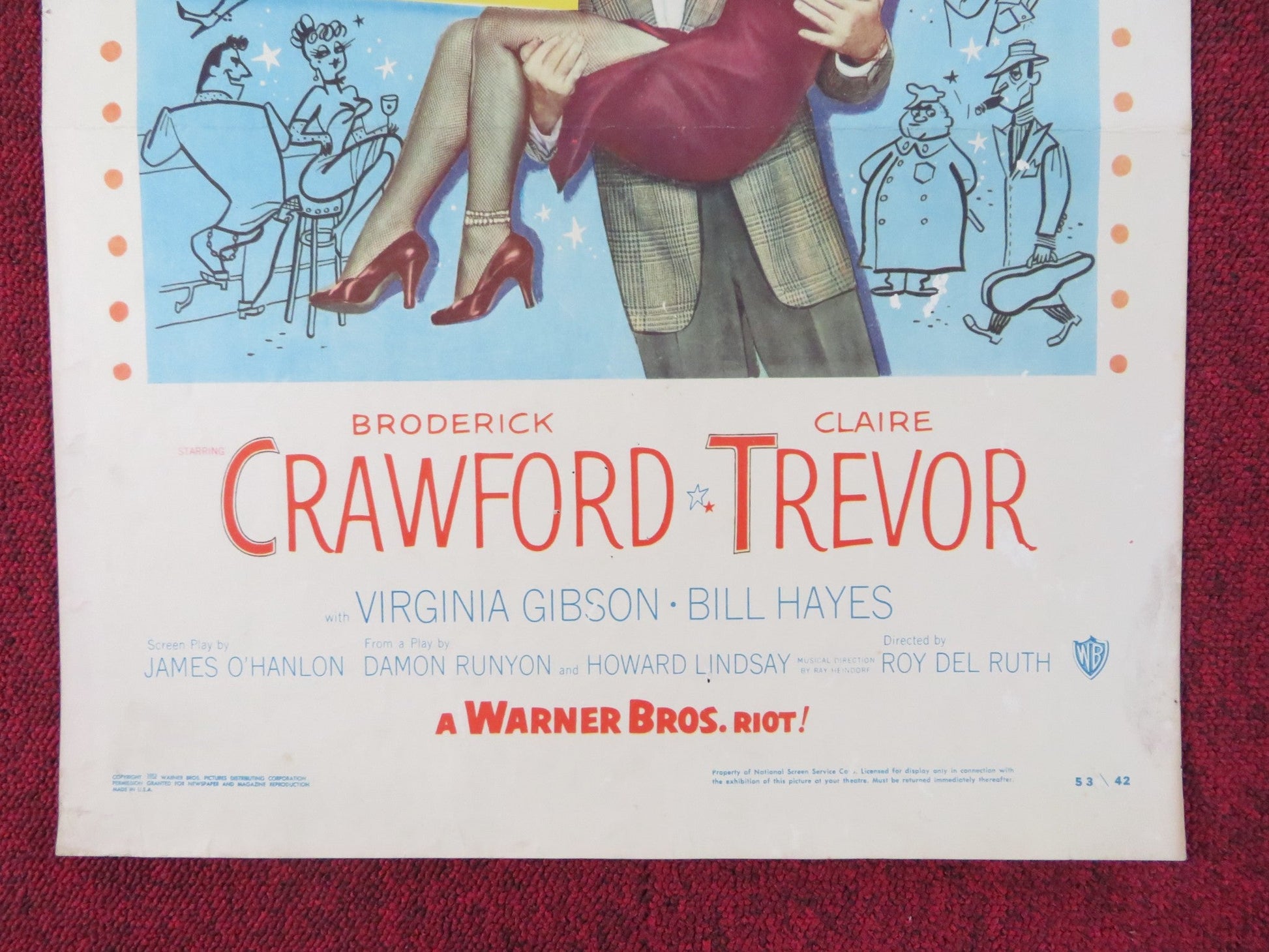 STOP YOU'RE KILLING ME US INSERT (14"x 36") POSTER BRODERICK CRAWFORD 1953 Rendezvous Cinema Movie posters