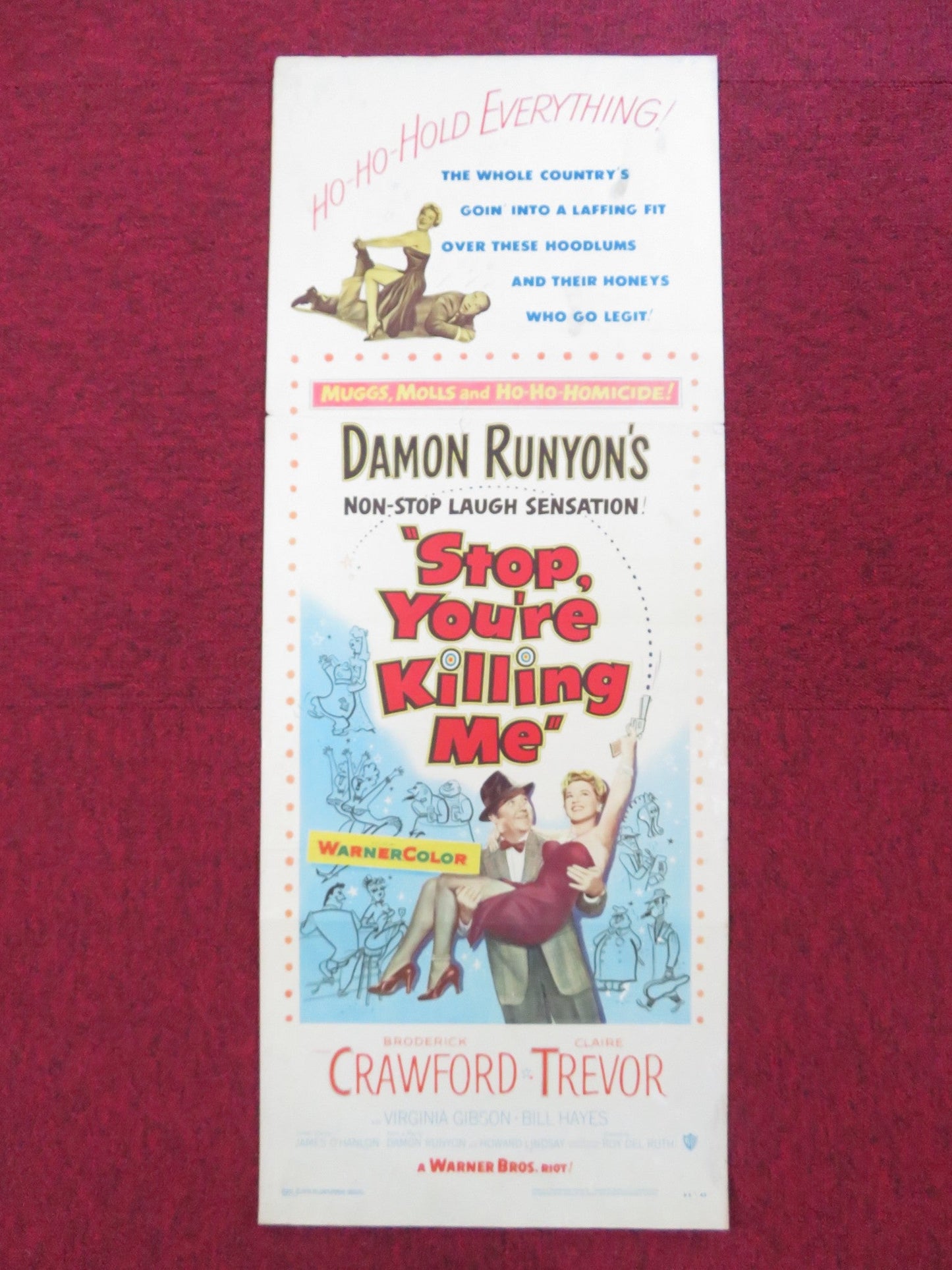 STOP YOU'RE KILLING ME US INSERT (14"x 36") POSTER BRODERICK CRAWFORD 1953 Rendezvous Cinema Movie posters