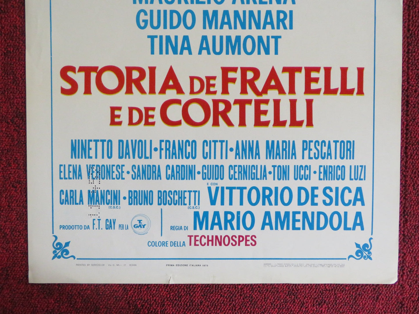 STORIA DE FRATELLI E DE CORTELLI ITALIAN LOCANDINA POSTER MAURIZIO ARENA 1973 Rendezvous Cinema Movie posters