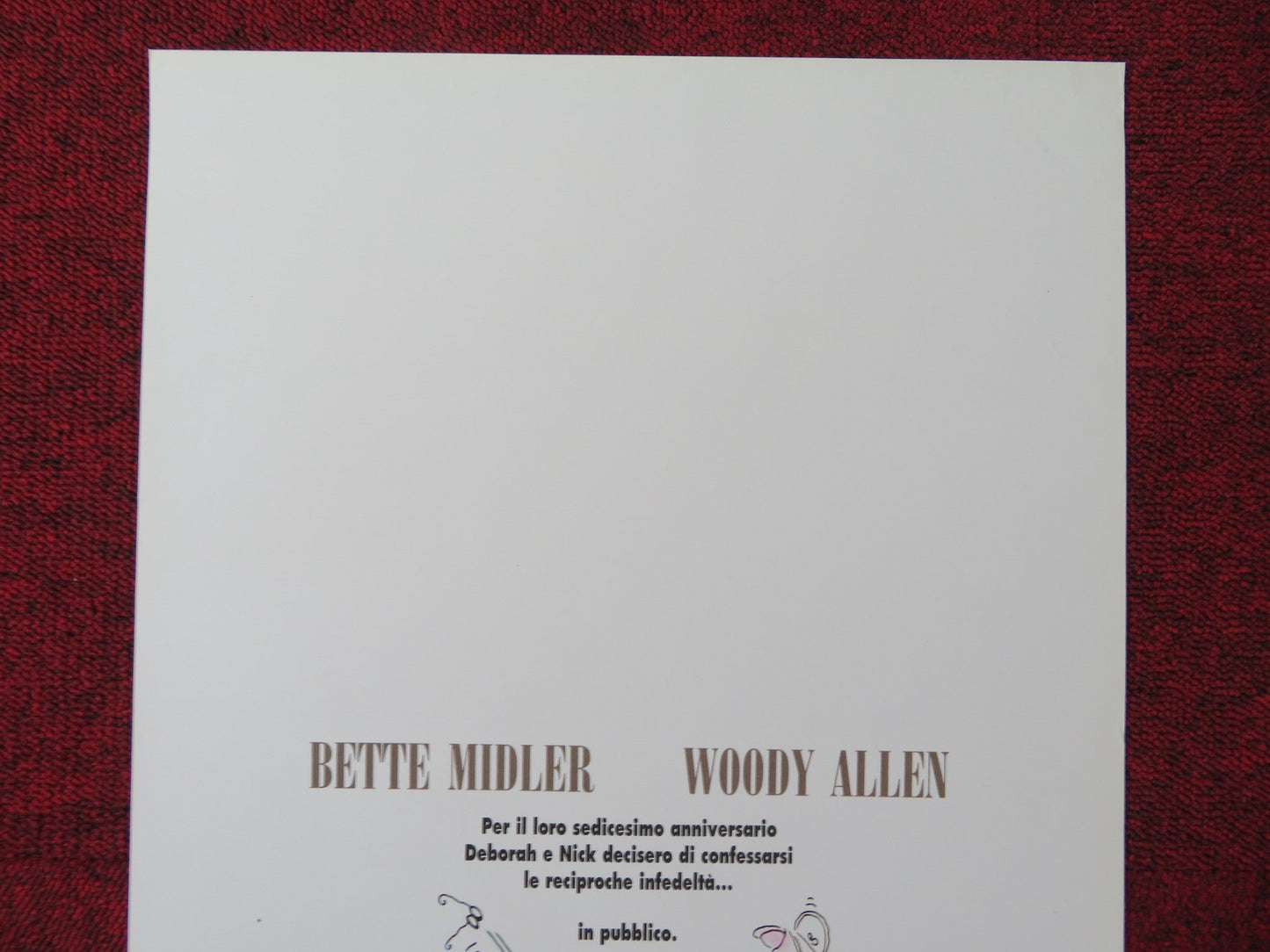 STORIE DI AMORI E INFEDELTA' ITALIAN LOCANDINA POSTER ALLEN BETTE MIDLER 1991 Rendezvous Cinema Movie posters
