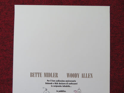 STORIE DI AMORI E INFEDELTA' ITALIAN LOCANDINA POSTER ALLEN BETTE MIDLER 1991 Rendezvous Cinema Movie posters