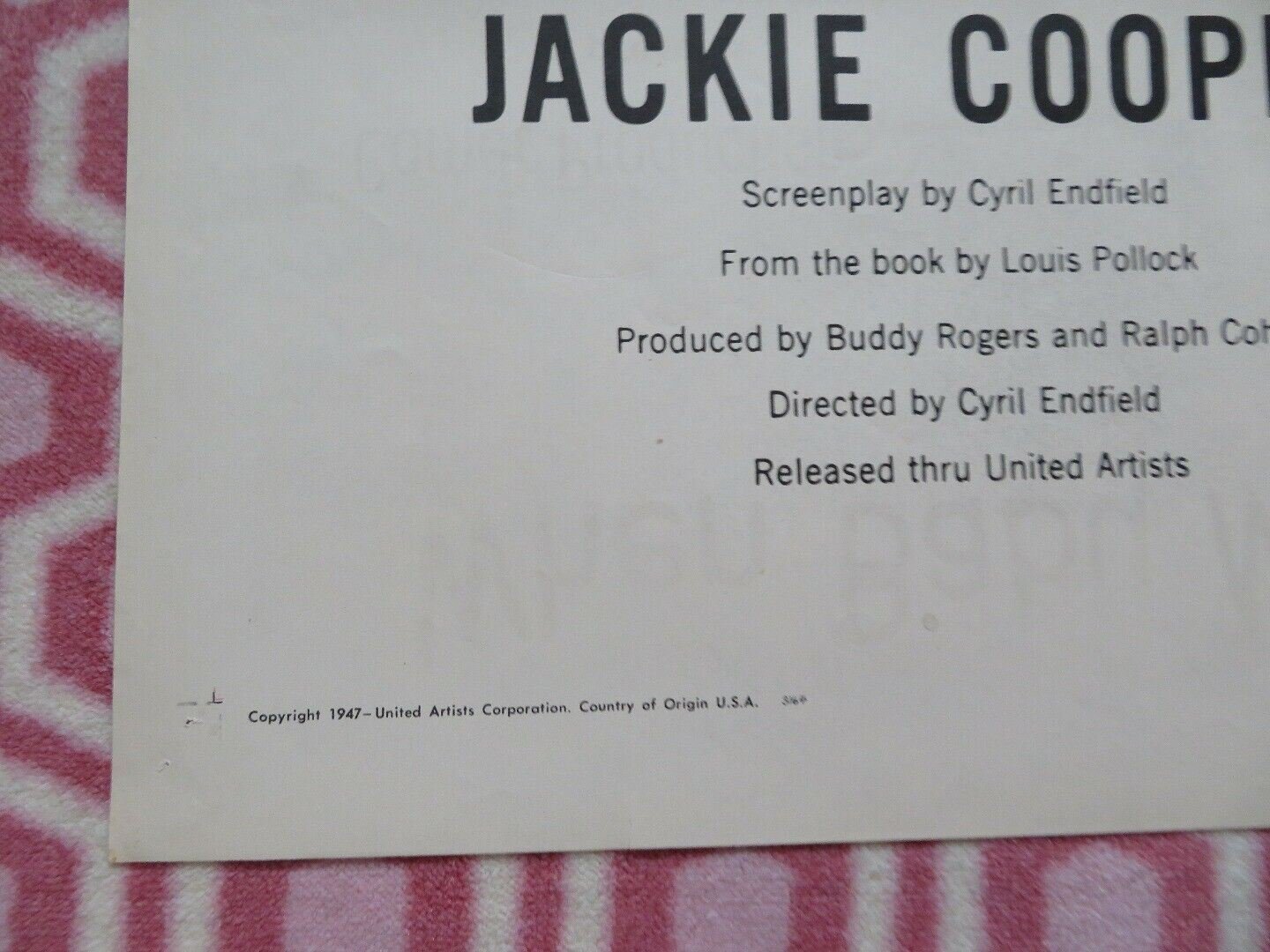 STORK BITES MAN US ONE SHEET POSTER JACKIE COOPER 1947 Movie posters