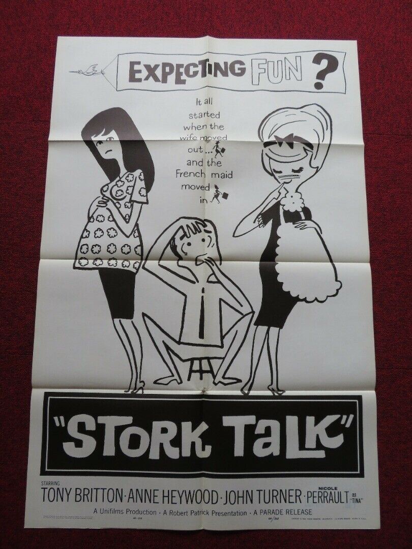 STORK TALK FOLDED US ONE SHEET POSTER TONY BRITTON ANNE HEYWOOD 1964 Movie posters