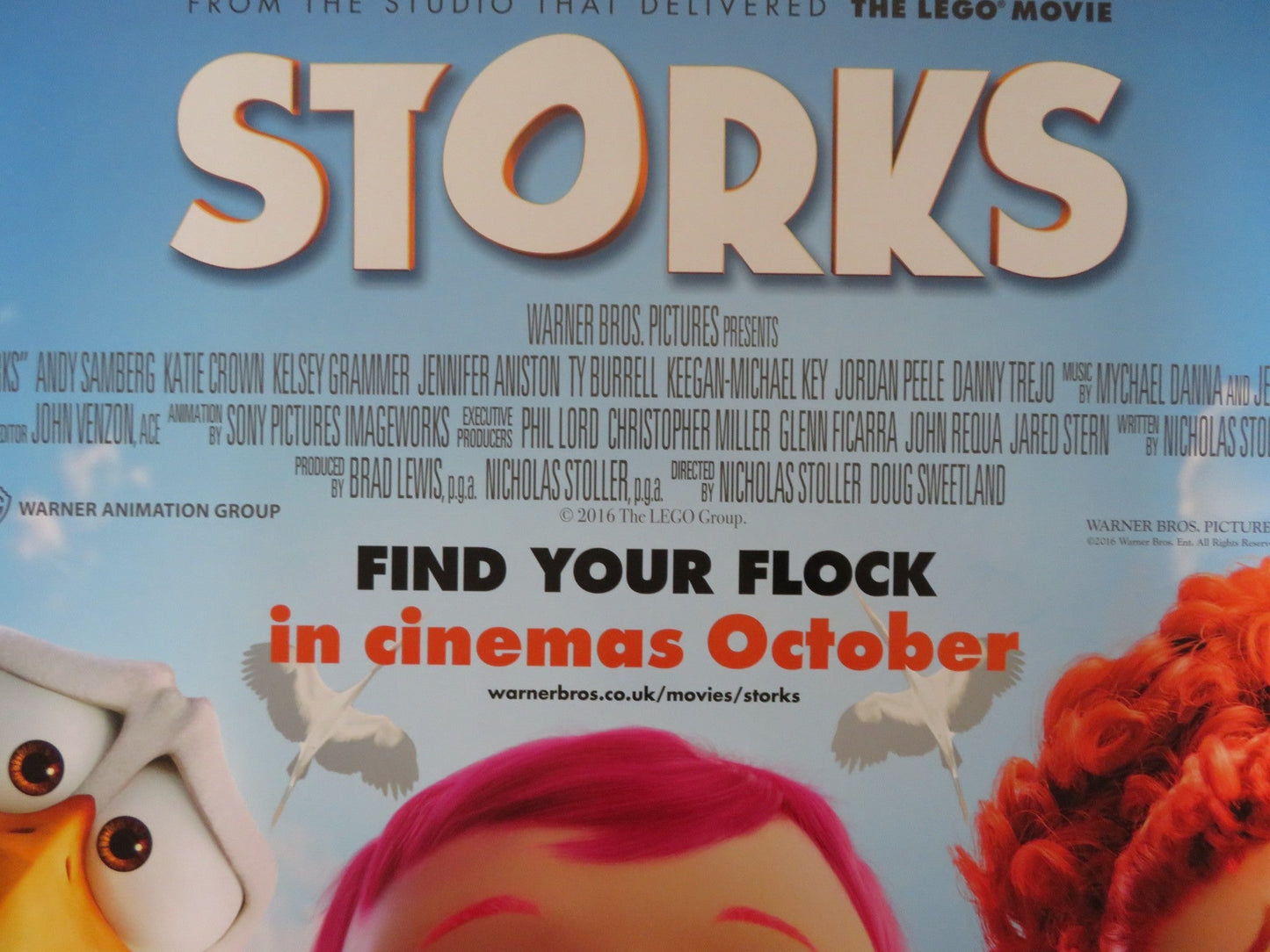STORKS UK QUAD (30"x 40") ROLLED POSTER ANDY SAMBERG KATIE CROWN 2016 Rendezvous Cinema Movie posters