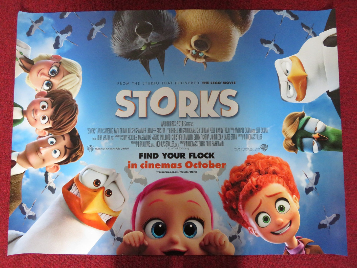 STORKS UK QUAD (30"x 40") ROLLED POSTER ANDY SAMBERG KATIE CROWN 2016 Rendezvous Cinema Movie posters