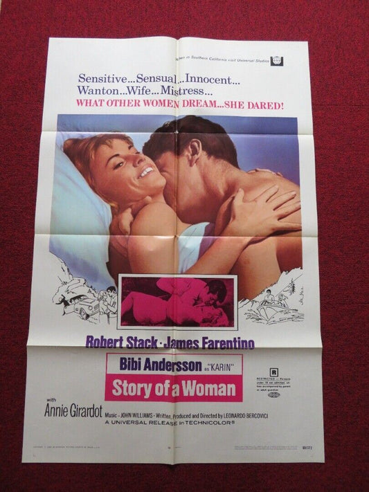 STORY OF A WOMAN FOLDED US ONE SHEET POSTER BIBI ANDERSSON ROBERT STACK 1969 Movie posters