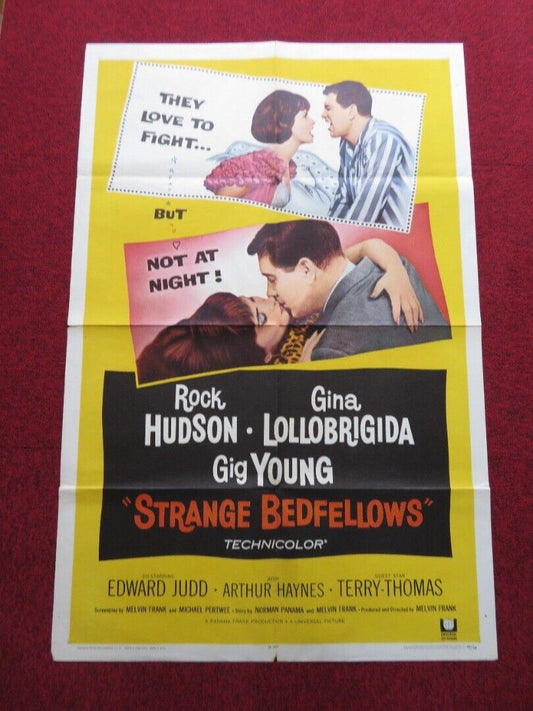 STRANGE BEDFELLOWS FOLDED US ONE SHEET POSTER ROCK HUDSON GINA LOLLOBRIGIDA 1965 Movie posters