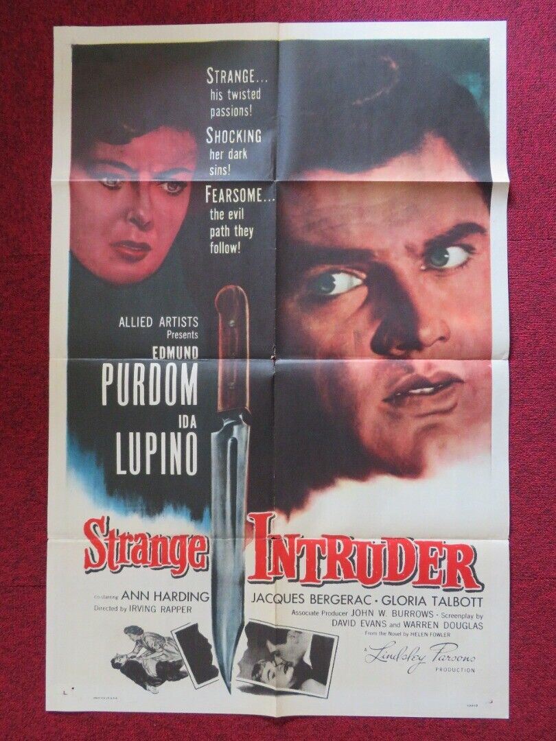 STRANGE INTRUDER FOLDED US ONE SHEET POSTER EDMUND PURDOM IDA LUPINO 1956 Movie posters
