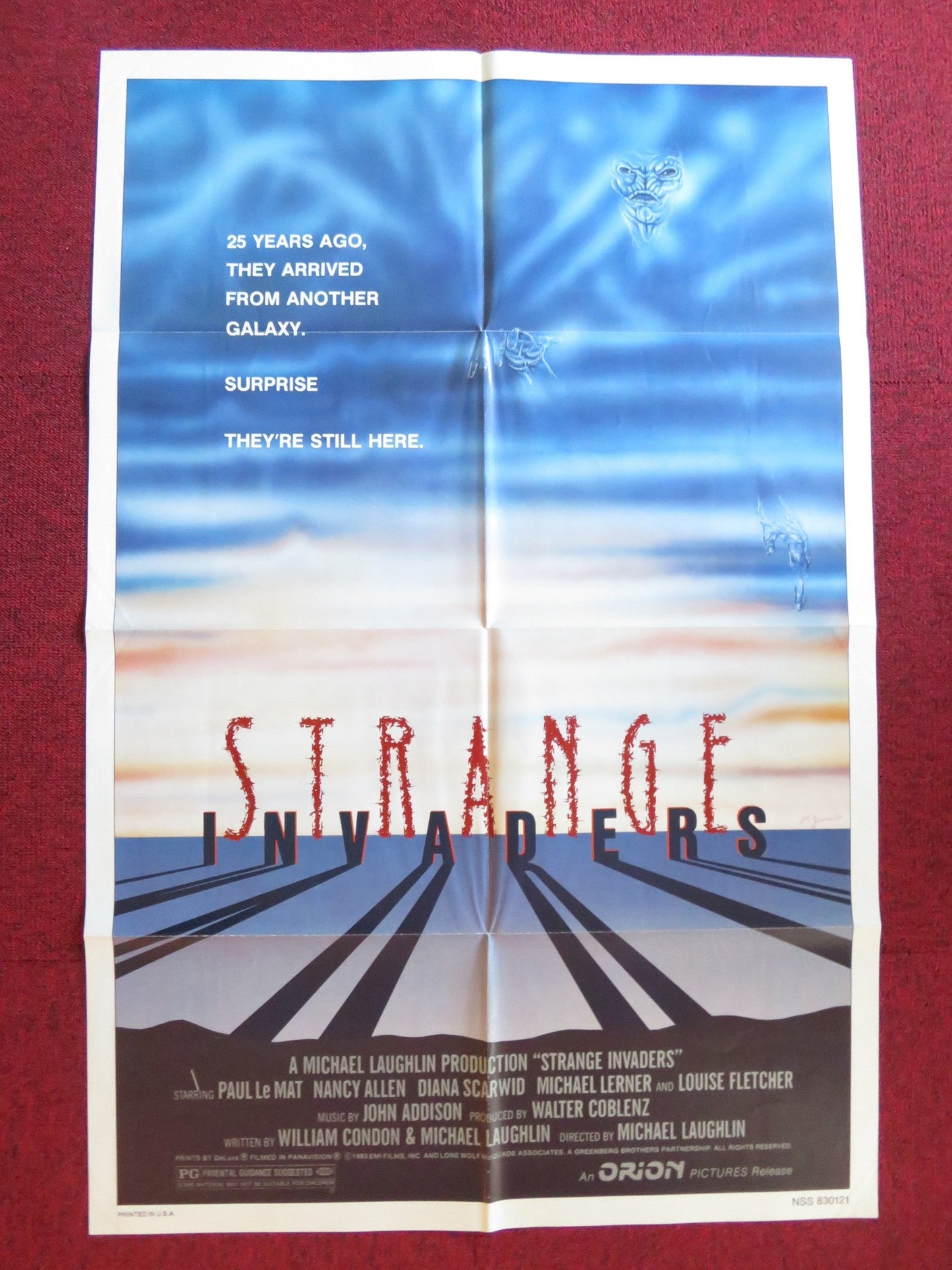 STRANGE INVADERS FOLDED US ONE SHEET POSTER PAUL LE MAT NANCY ALLEN 1983 Rendezvous Cinema Movie posters