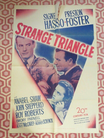 STRANGE TRIANGLE FOLDED US ONE SHEET POSTER SIGNE HASSO PRESTON FOSTER 1946 Movie posters