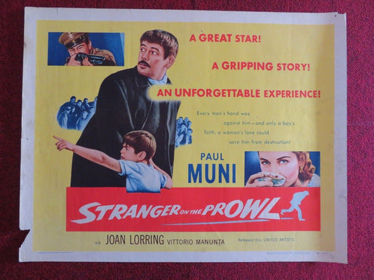 STRANGER ON THE PROWL US HALF SHEET (22"x 28") POSTER PAUL MUNI 1953 Movie posters