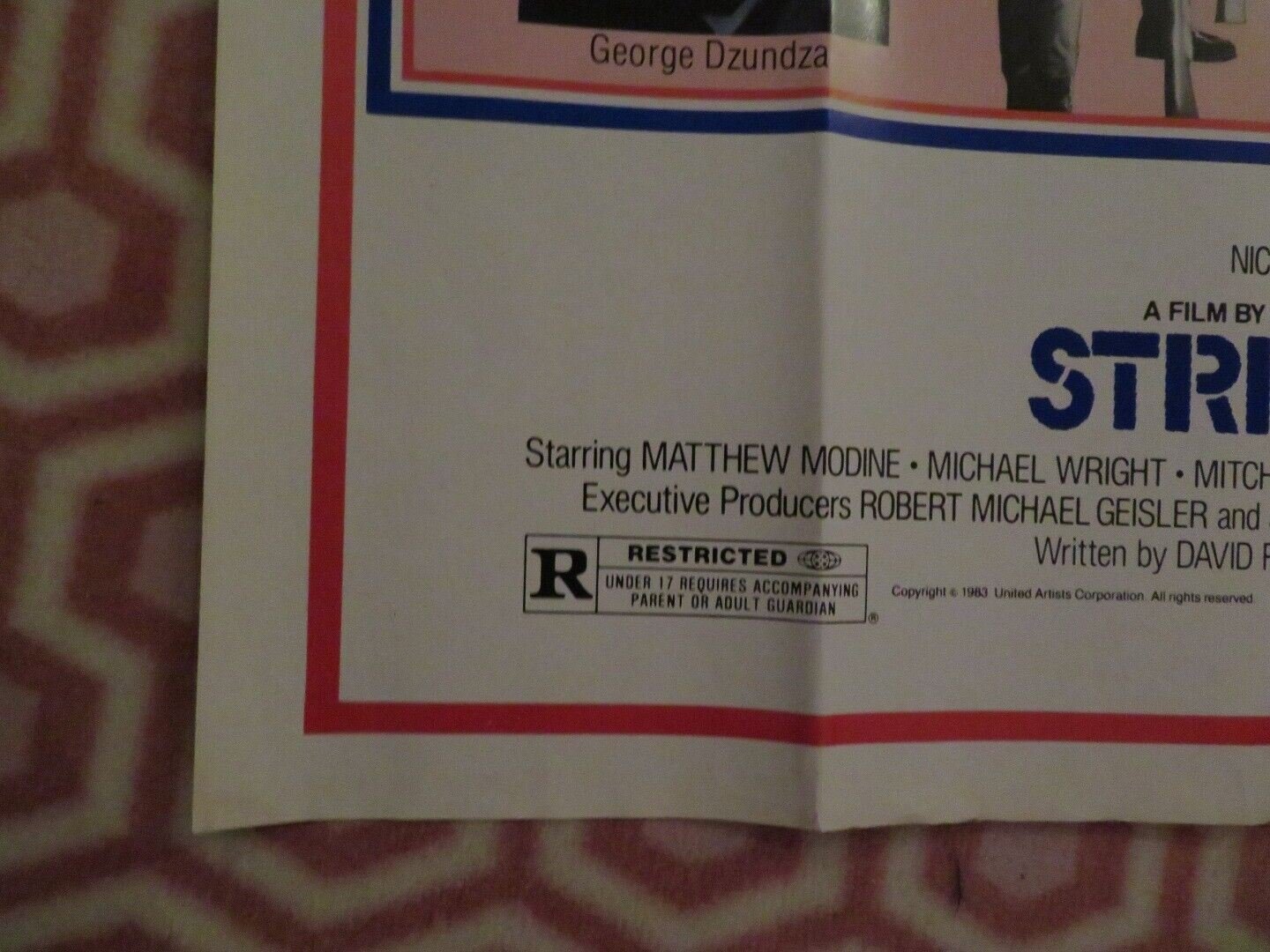 STREAMERS FOLDED US ONE SHEET POSTER ROBERT ALTMAN MATTHEW MODINE 1983 Movie posters