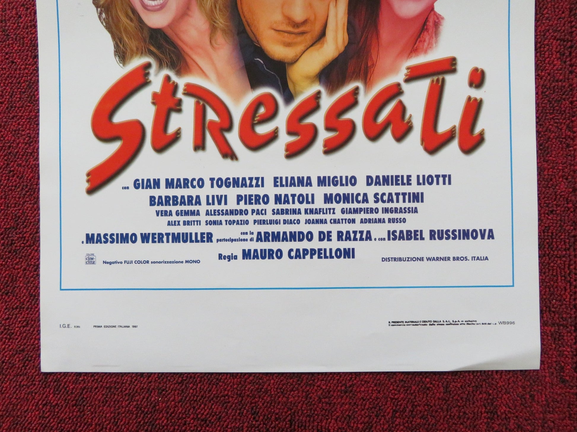 STRESSATI ITALIAN LOCANDINA POSTER GIANMARCO TOGNAZZI ELIANA MIGLIO 1997 Rendezvous Cinema Movie posters