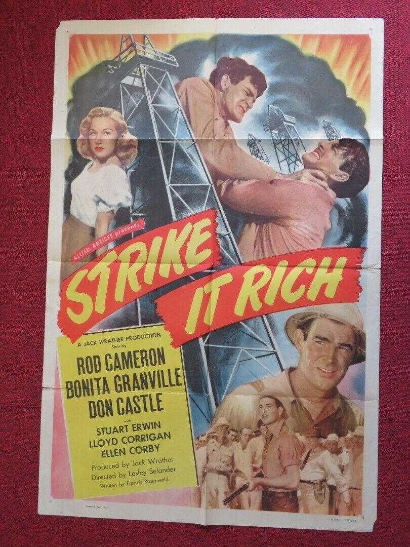 STRIKE IT RICH FOLDED US ONE SHEET POSTER ROD CAMERON BONITA GRANVILLE 1948 Movie posters