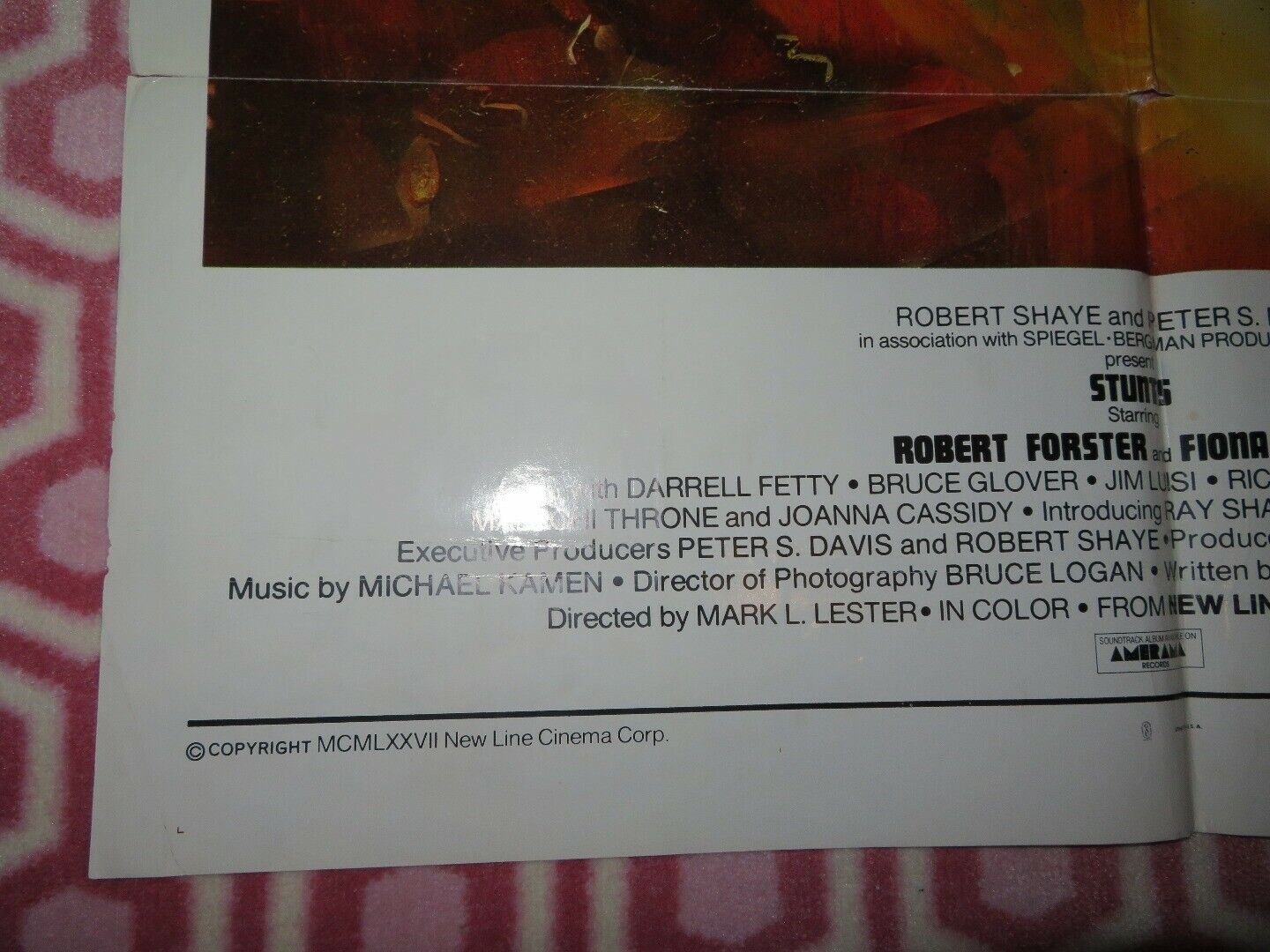 STUNTS FOLDED US ONE SHEET POSTER ROBERT FORSTER FIONA LEWIS 1977 Movie posters