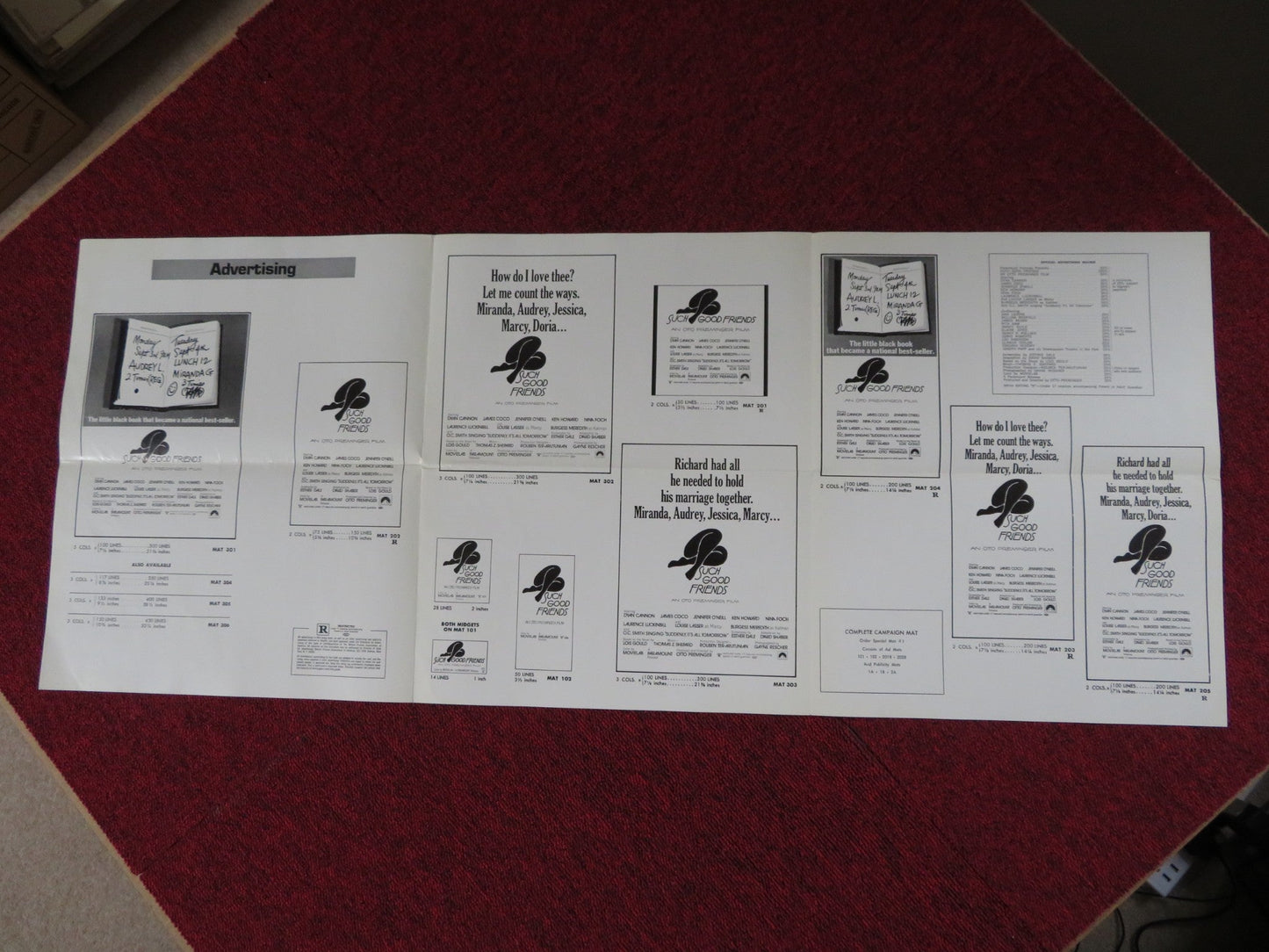 SUCH GOOD FRIENDS UNCUT PARAMOUNT FOLDED PRESS BOOK DYAN CANNON JAMES COCO 1971 Rendezvous Cinema Movie posters