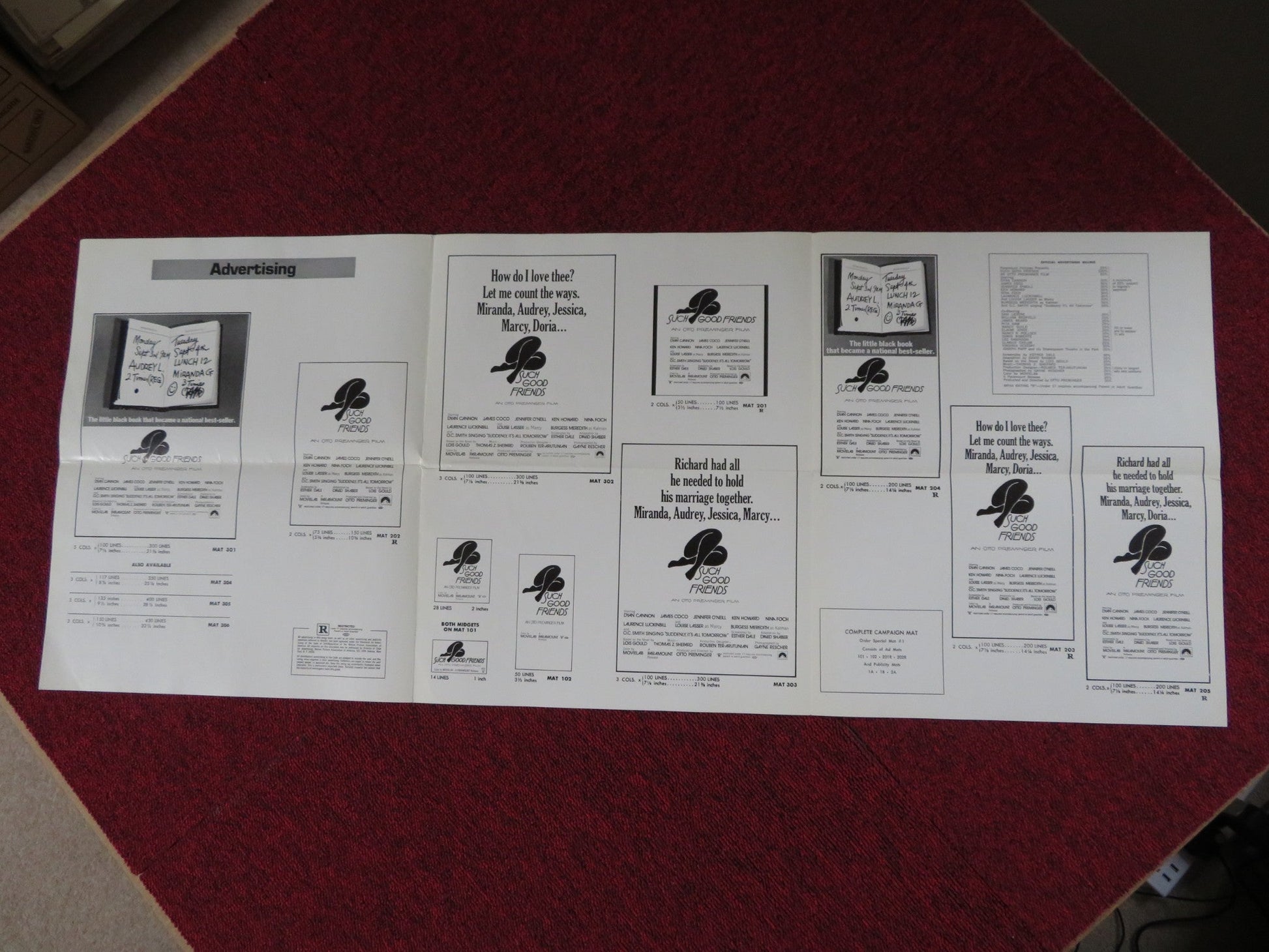 SUCH GOOD FRIENDS UNCUT PARAMOUNT FOLDED PRESS BOOK DYAN CANNON JAMES COCO 1971 Rendezvous Cinema Movie posters