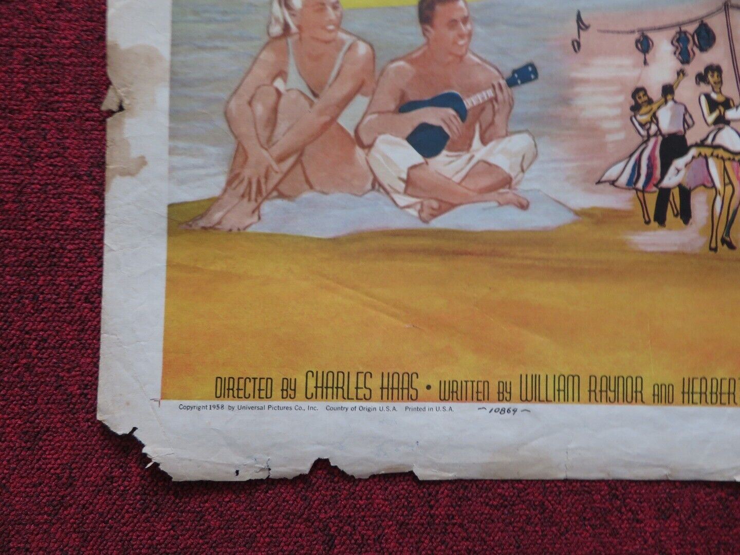SUMMER LOVE FOLDED US ONE SHEET POSTER JOHN SAXON JUDY MEREDITH 1958 Movie posters