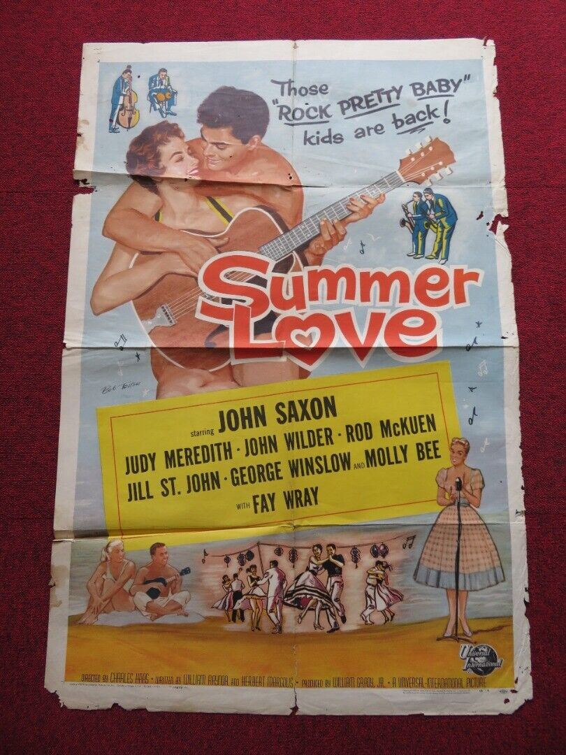 SUMMER LOVE FOLDED US ONE SHEET POSTER JOHN SAXON JUDY MEREDITH 1958 Movie posters