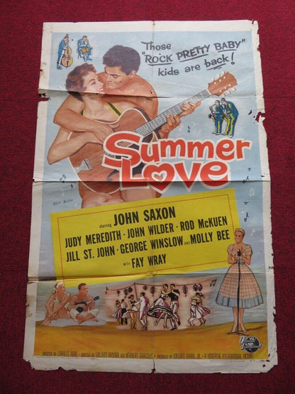 SUMMER LOVE FOLDED US ONE SHEET POSTER JOHN SAXON JUDY MEREDITH 1958 Movie posters