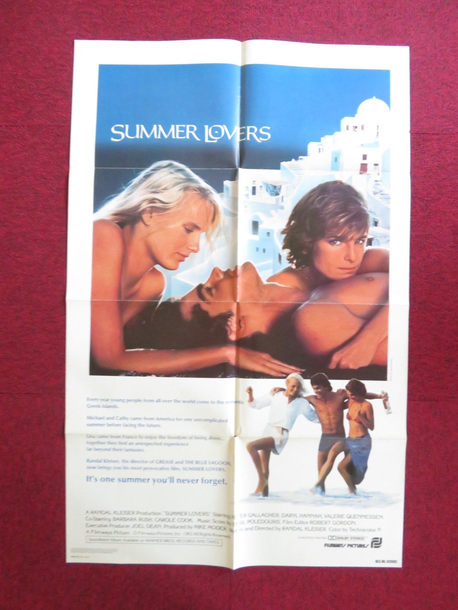 SUMMER LOVERS FOLDED US ONE SHEET POSTER DARYL HANNAH PETER GALLAGHER 1982 Rendezvous Cinema Movie posters