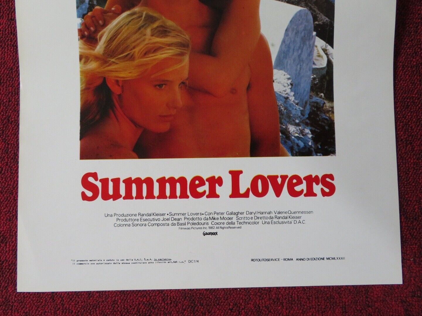 SUMMER LOVERS ITALIAN LOCANDINA (25"x13") POSTER RANDEL KLEISER 1982 Movie posters