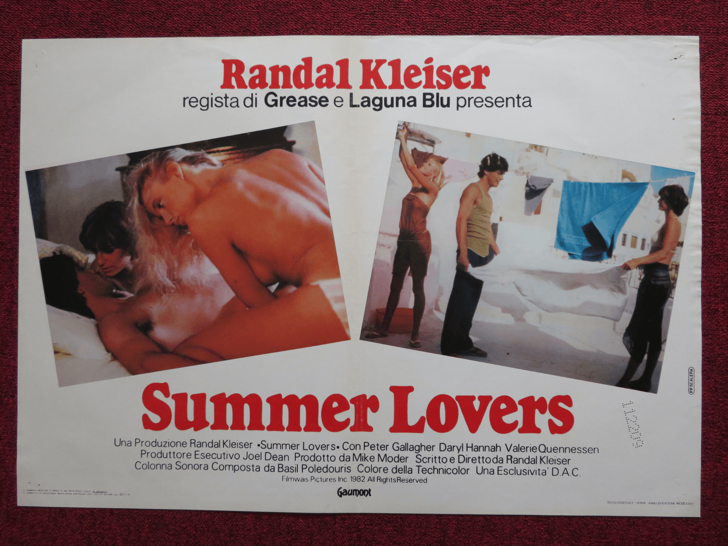 SUMMER LOVERS SUSANNA ITALIAN FOTOBUSTA POSTER RANDAL KLEISER P.ALLAGHER 1982 Rendezvous Cinema Movie posters