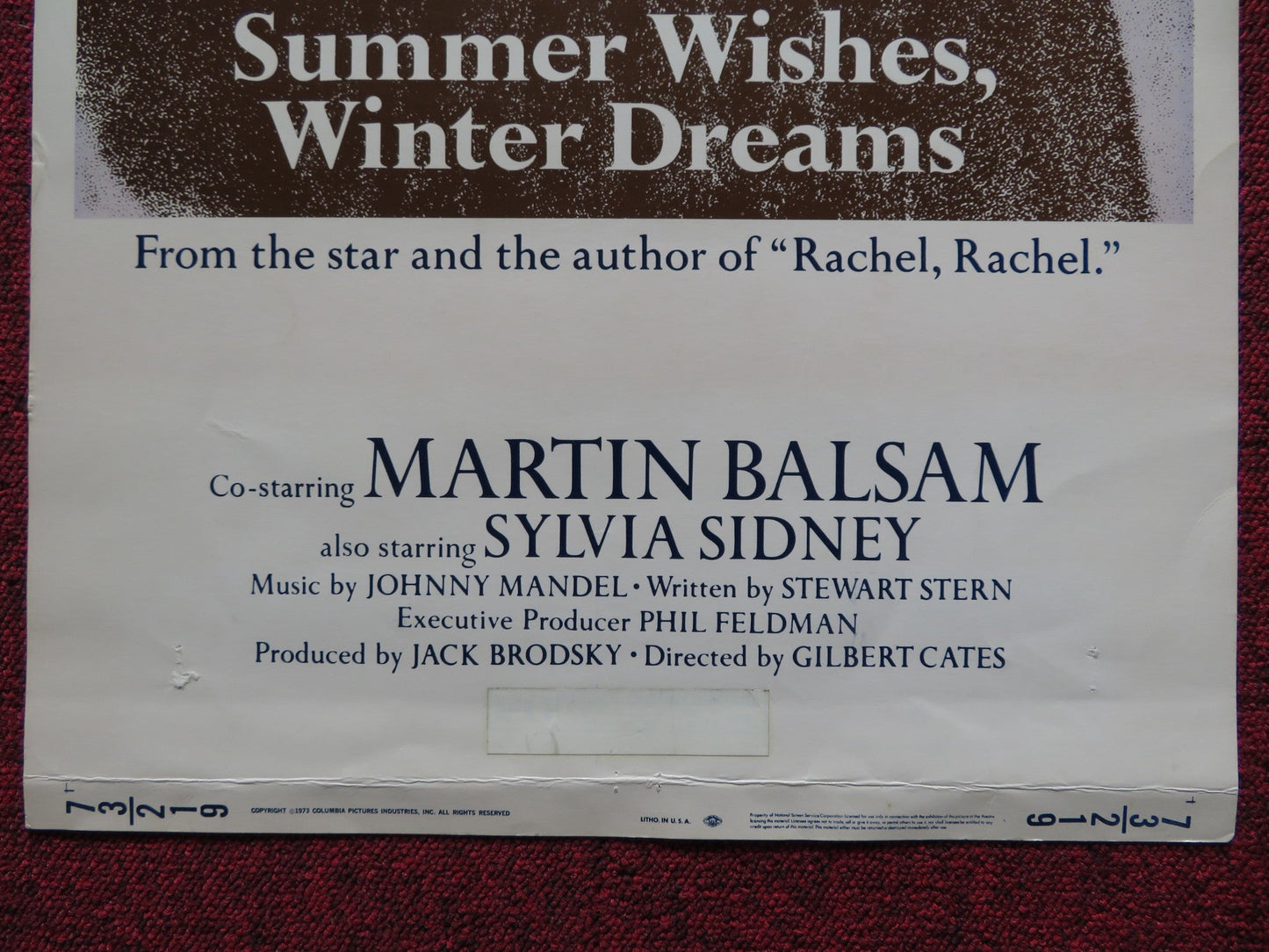 SUMMER WISHES, WINTER DREAMS US INSERT (14"x 36") POSTER WOODWARD BALSAM 1973 Rendezvous Cinema Movie posters