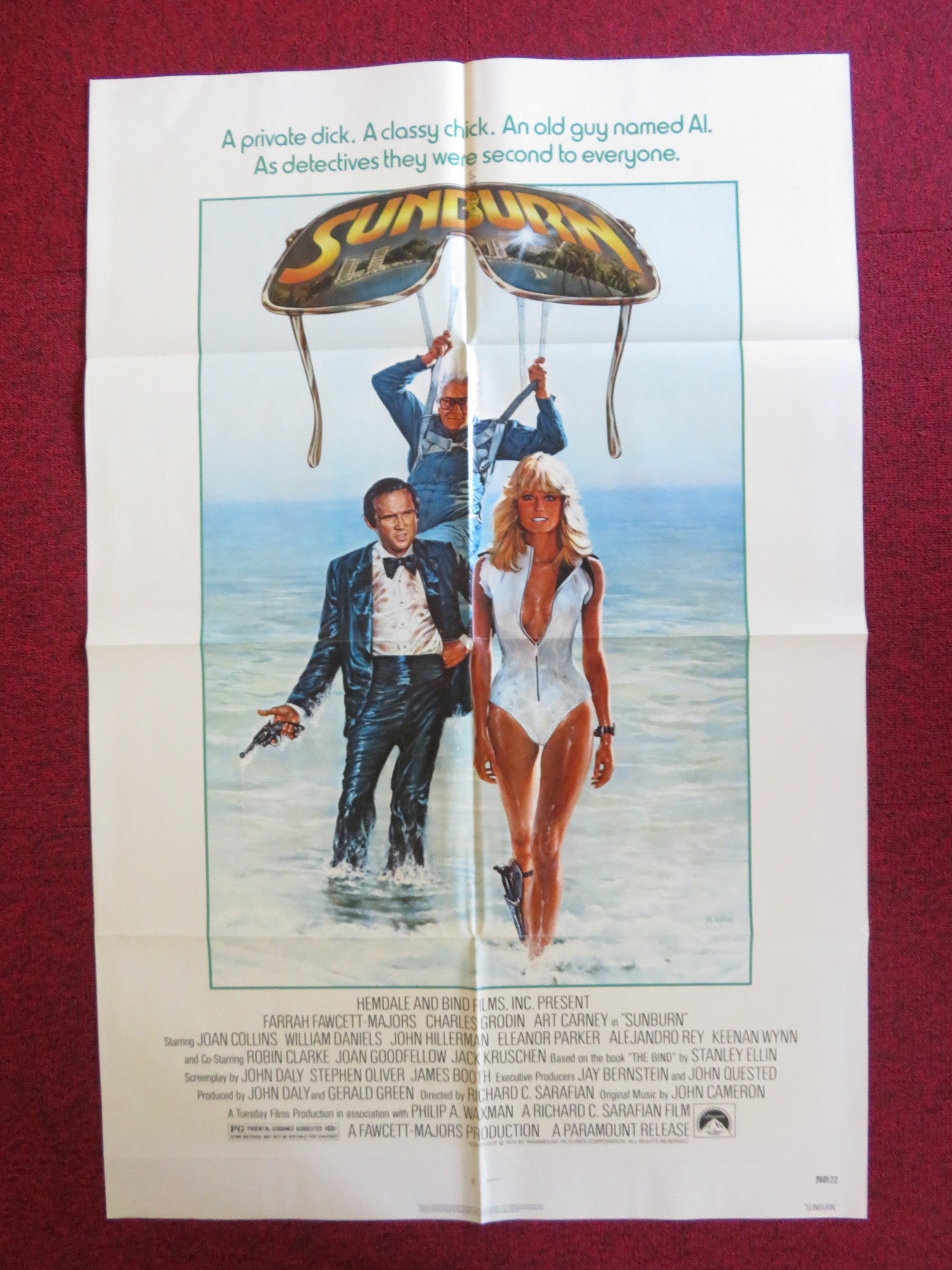 SUNBURN FOLDED US ONE SHEET POSTER FARRAH FAWCETT CHARLES GRODIN 1979 Rendezvous Cinema Movie posters