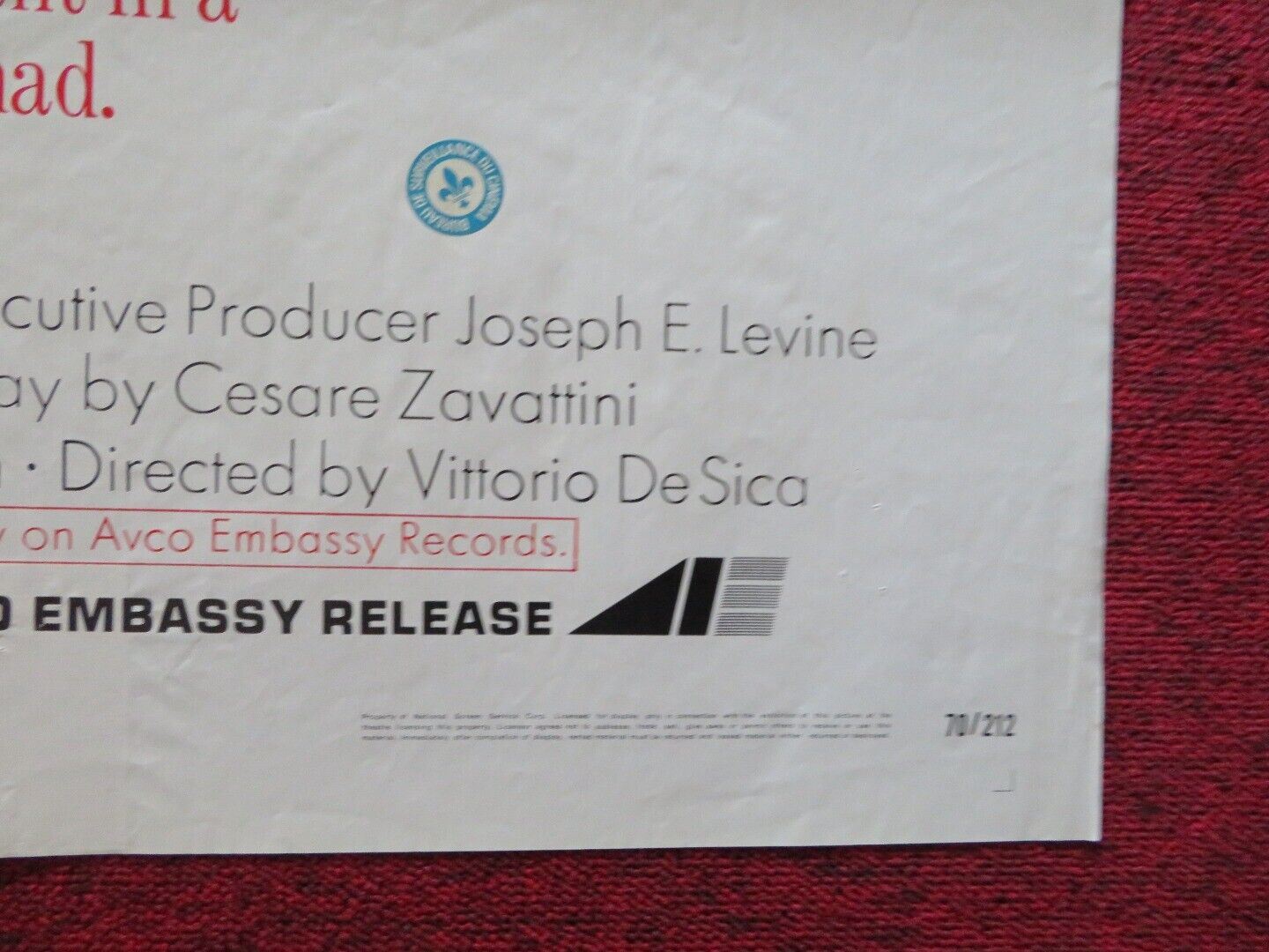 SUNFLOWER FOLDED US ONE SHEET POSTER LUDMILA SAVELYEVA 1970 Movie posters