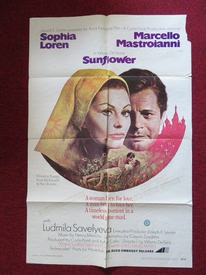 SUNFLOWER FOLDED US ONE SHEET POSTER LUDMILA SAVELYEVA 1970 Movie posters