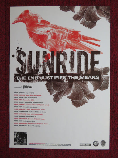 SUNRIDE THE END JUSTIFIES THE MEANS GERMAN MUSIC PROMO TOUR POSTER 2005 Rendezvous Cinema Movie posters