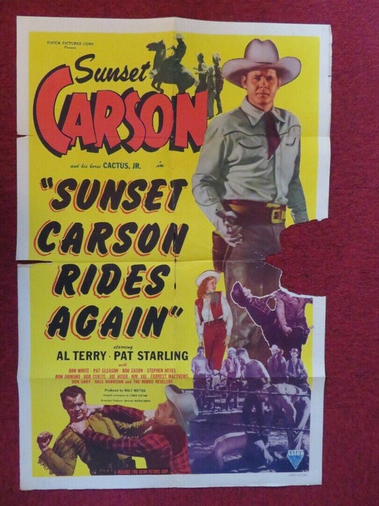 SUNSET CARSON RIDES AGAIN FOLDED US ONE SHEET POSTER AL TERRY PAT STARLING 1948 Movie posters