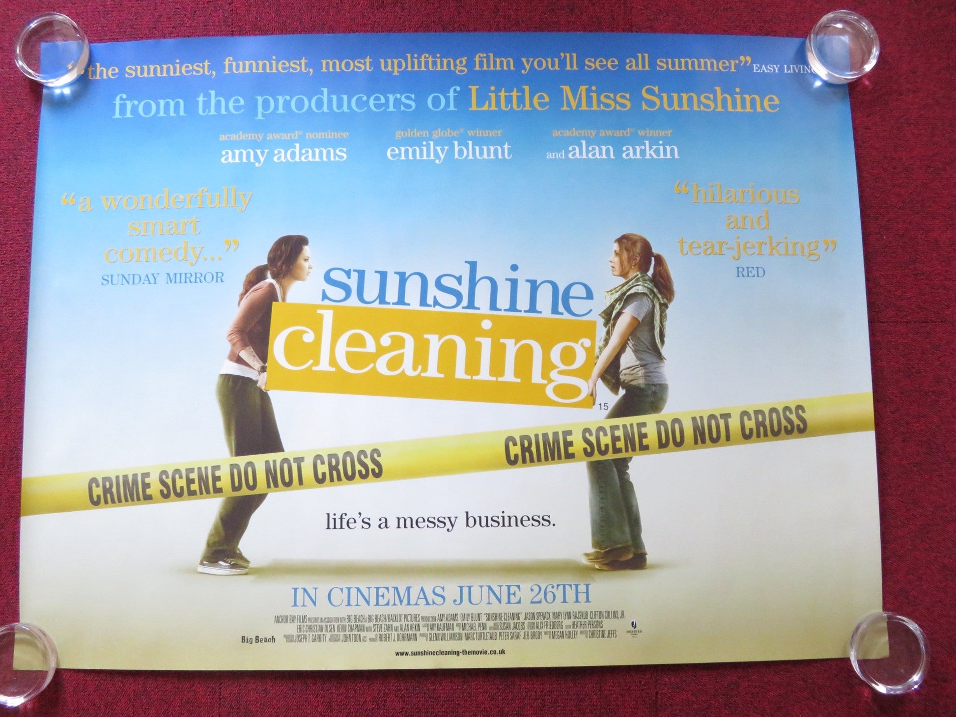 SUNSHINE CLEANING UK QUAD (30"x 40") ROLLED POSTER AMY ADAMS EMILY BLUNT 2008 Rendezvous Cinema Movie posters