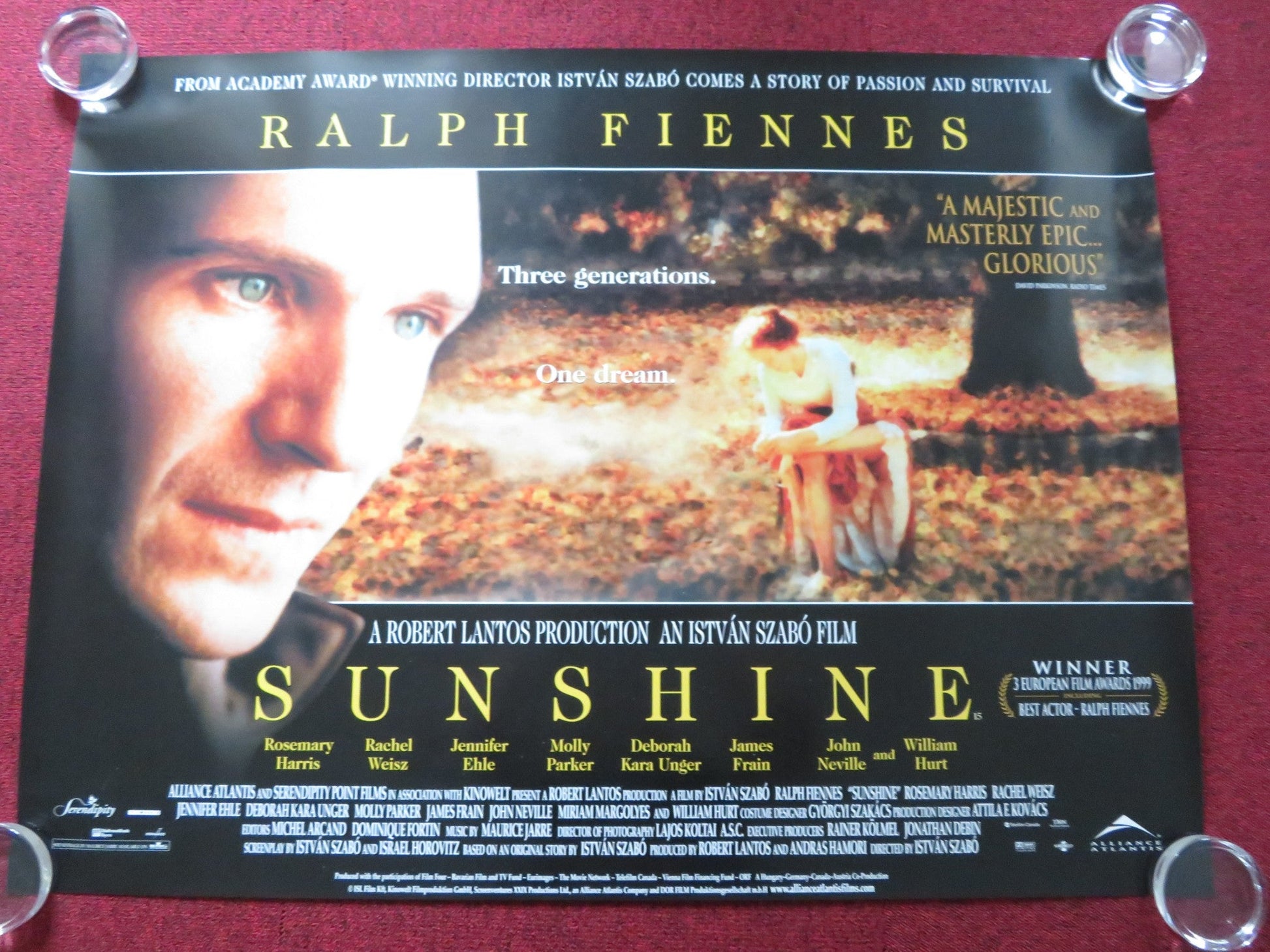 SUNSHINE UK QUAD (30"x 40") ROLLED POSTER RALPH FIENNES ROSEMARY HARRIS 1999 Rendezvous Cinema Movie posters