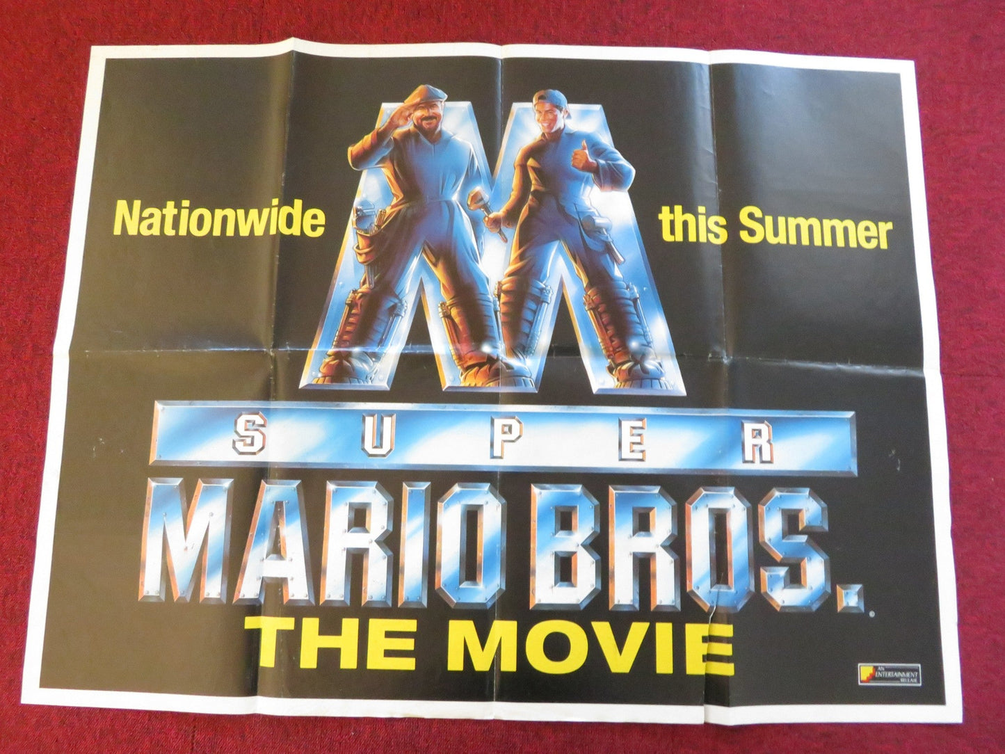 SUPER MARIO BROS. UK QUAD POSTER FOLDED BOB HOSKINS JOHN LEGUIZAMO 1993 Rendezvous Cinema Movie posters