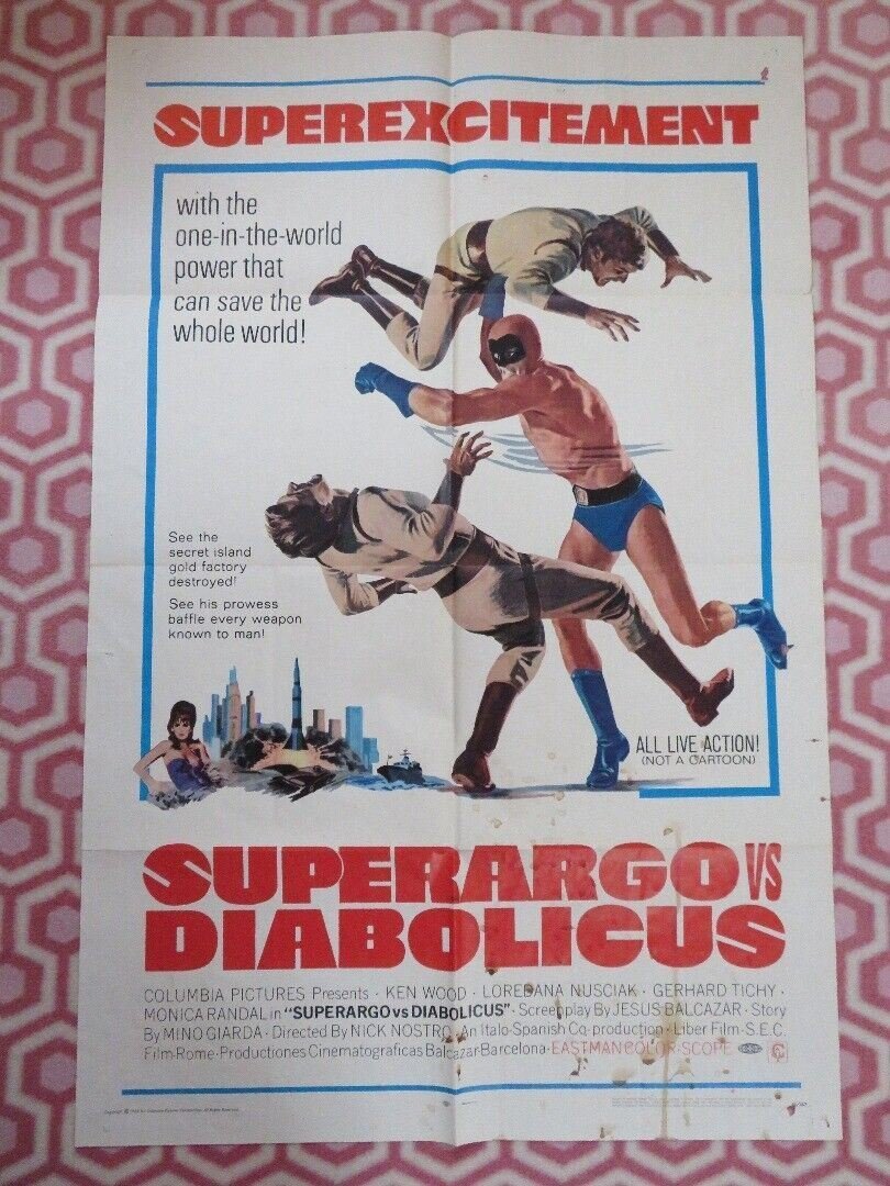 SUPERARGO VS DIABOLICUS US ONE SHEET POSTER KEN WOOD LOREDANA NUSCIAK 1968 Movie posters