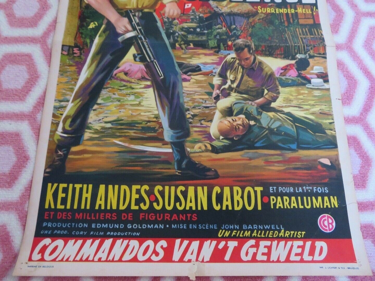 SURRENDER HELL! BELGIUM (21"x 14") POSTER KEITH ANDRE SUSAN CABOT 1959 Movie posters
