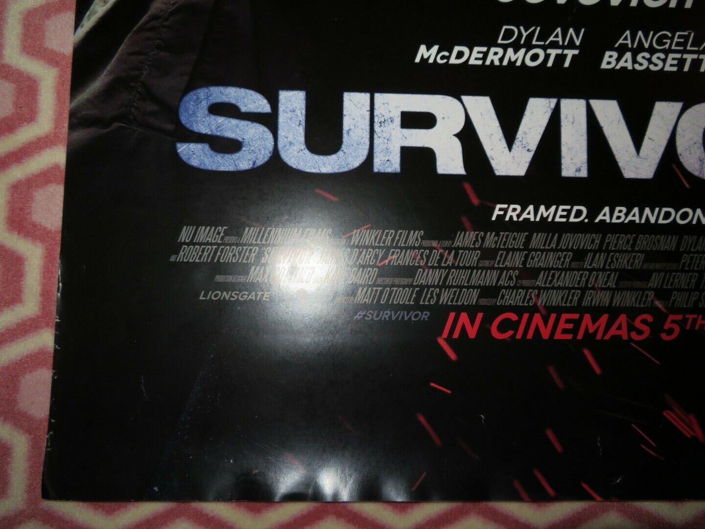 SURVIVOR UK ONE SHEET (27"x 41") ROLLED POSTER MILLA JOVOVICH PIERCE BROSNAN '15 Movie posters
