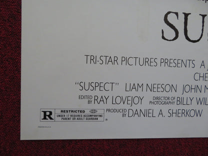 SUSPECT FOLDED US ONE SHEET POSTER CHER DENNIS QUAID LIAM NEESON 1987 Rendezvous Cinema Movie posters