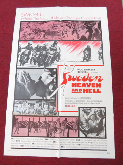 SWEDEN HEAVEN AND HELL FOLDED US ONE SHEET POSTER EDMOND PURDOM 1969 Rendezvous Cinema Movie posters