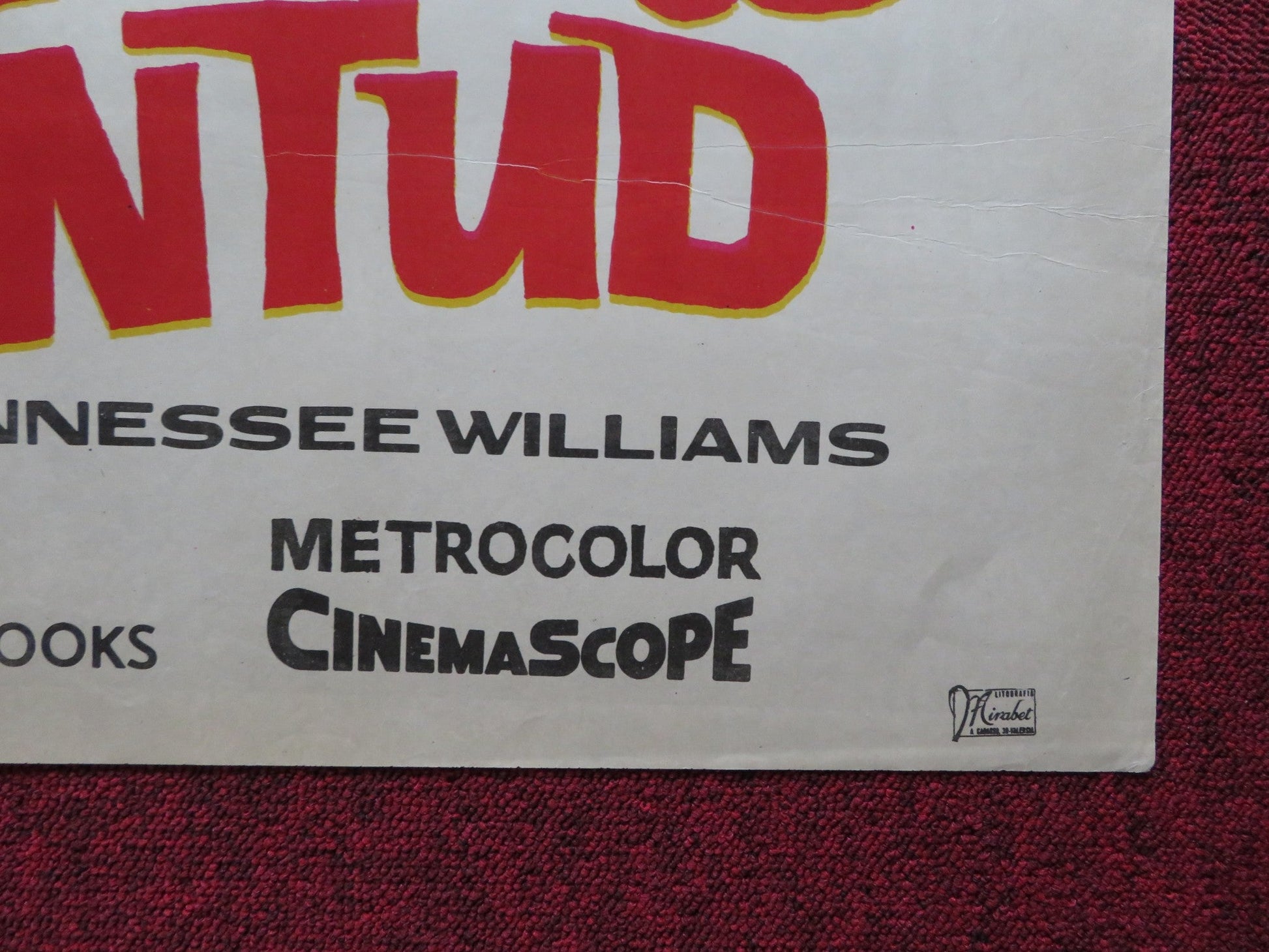 SWEET BIRD OF YOUTH ARGENTINIAN POSTER PAUL NEWMAN RIP TORN 1962 Rendezvous Cinema Movie posters