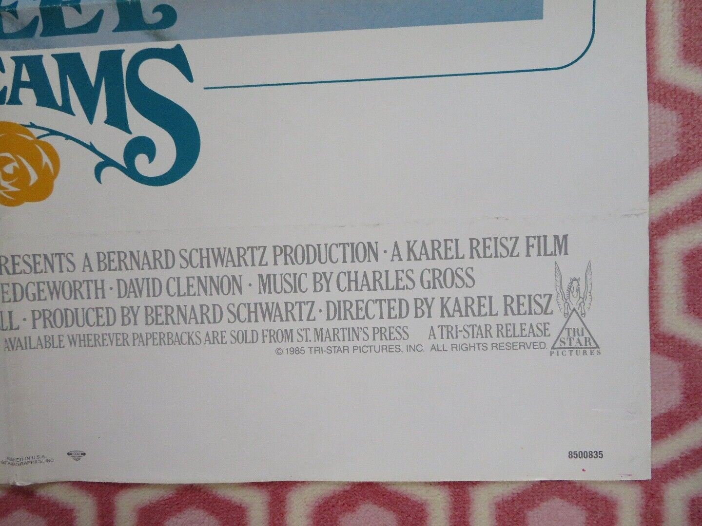 SWEET DREAMS FOLDED US ONE SHEET POSTER JESSICA LANGE ED HARRIS 1985 Movie posters