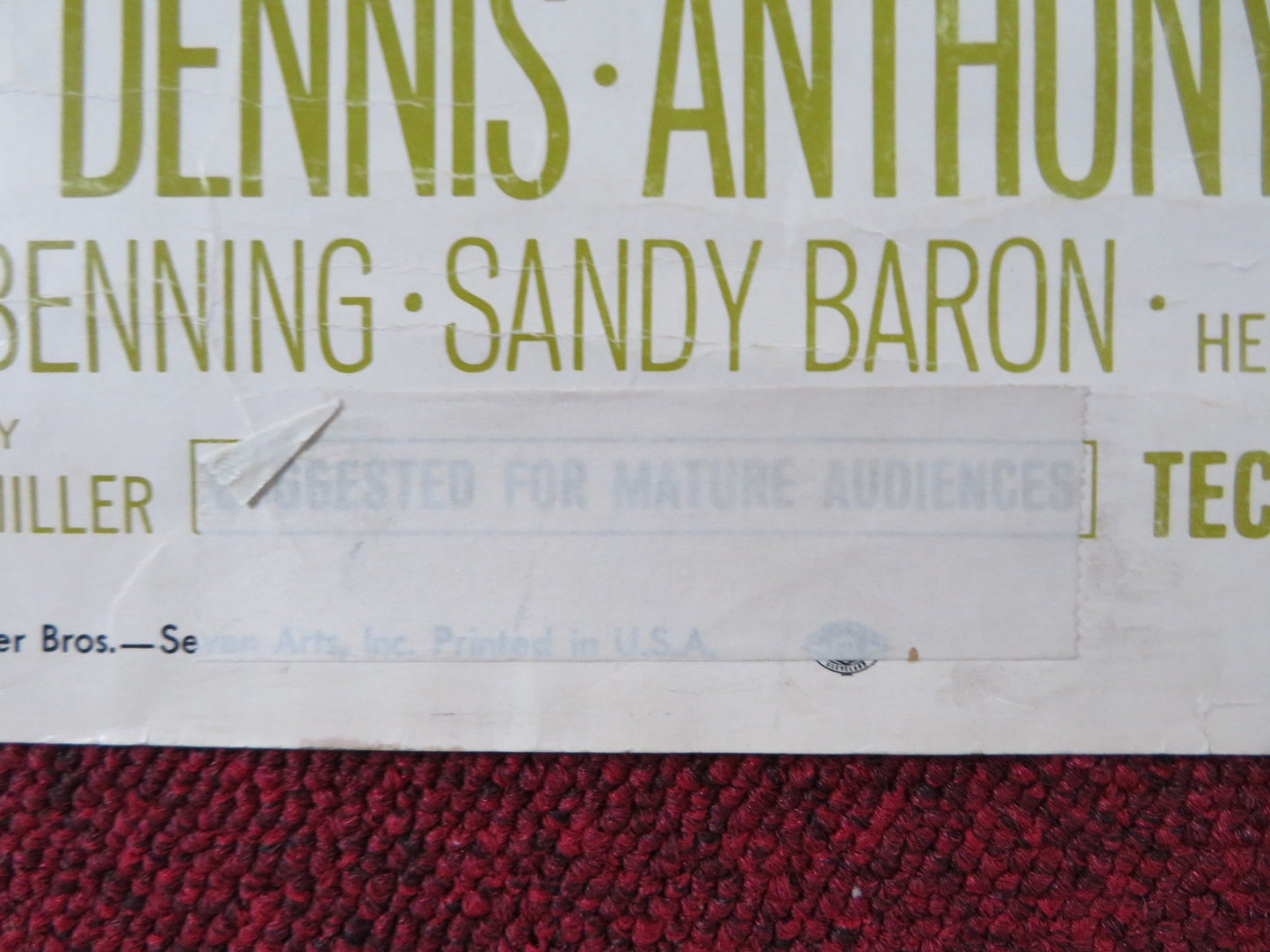 SWEET NOVEMBER US INSERT (14"x 36") POSTER SANDY DENNIS ANTHONY NEWLEY 1968 Rendezvous Cinema Movie posters