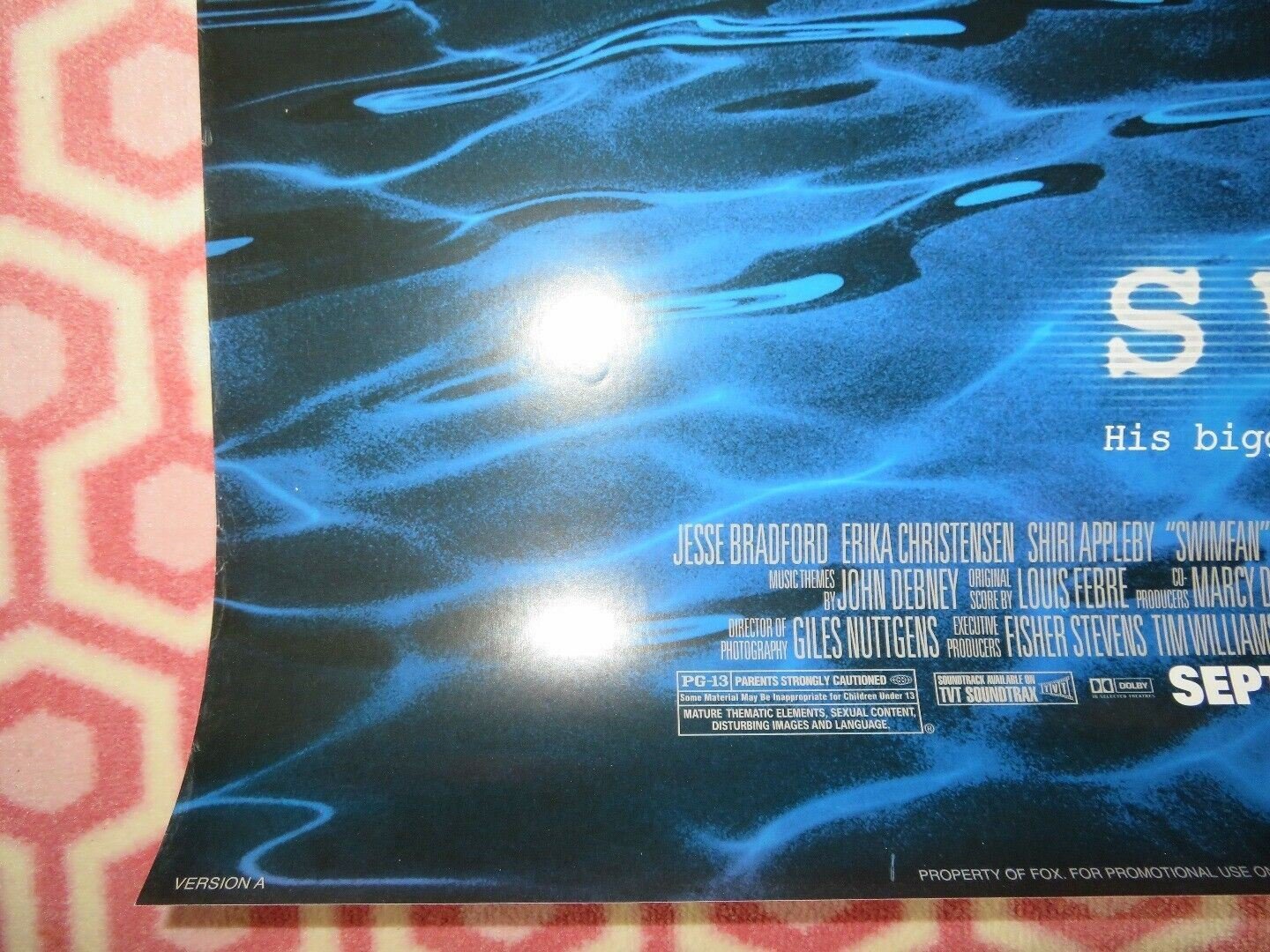 SWIMFAN VERSION A US ONE SHEET ROLLED POSTER JESSE BRADFORD KATE BURTON 2002 Movie posters