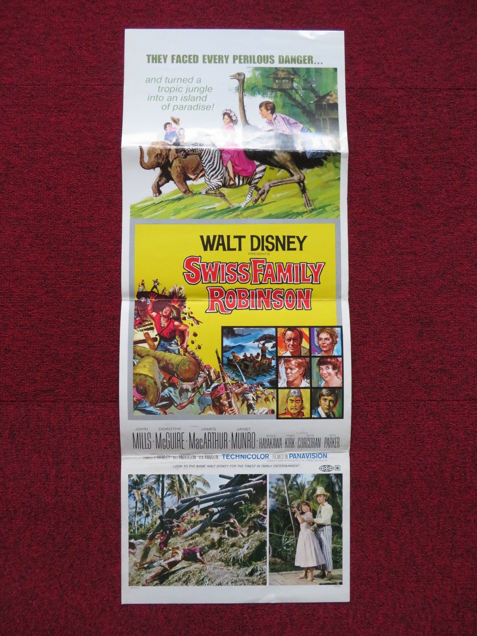 SWISS FAMILY ROBINSON FOLDED US INSERT POSTER JOHN MILLS DOROTHY MCGUIRE R1975 Rendezvous Cinema Movie posters