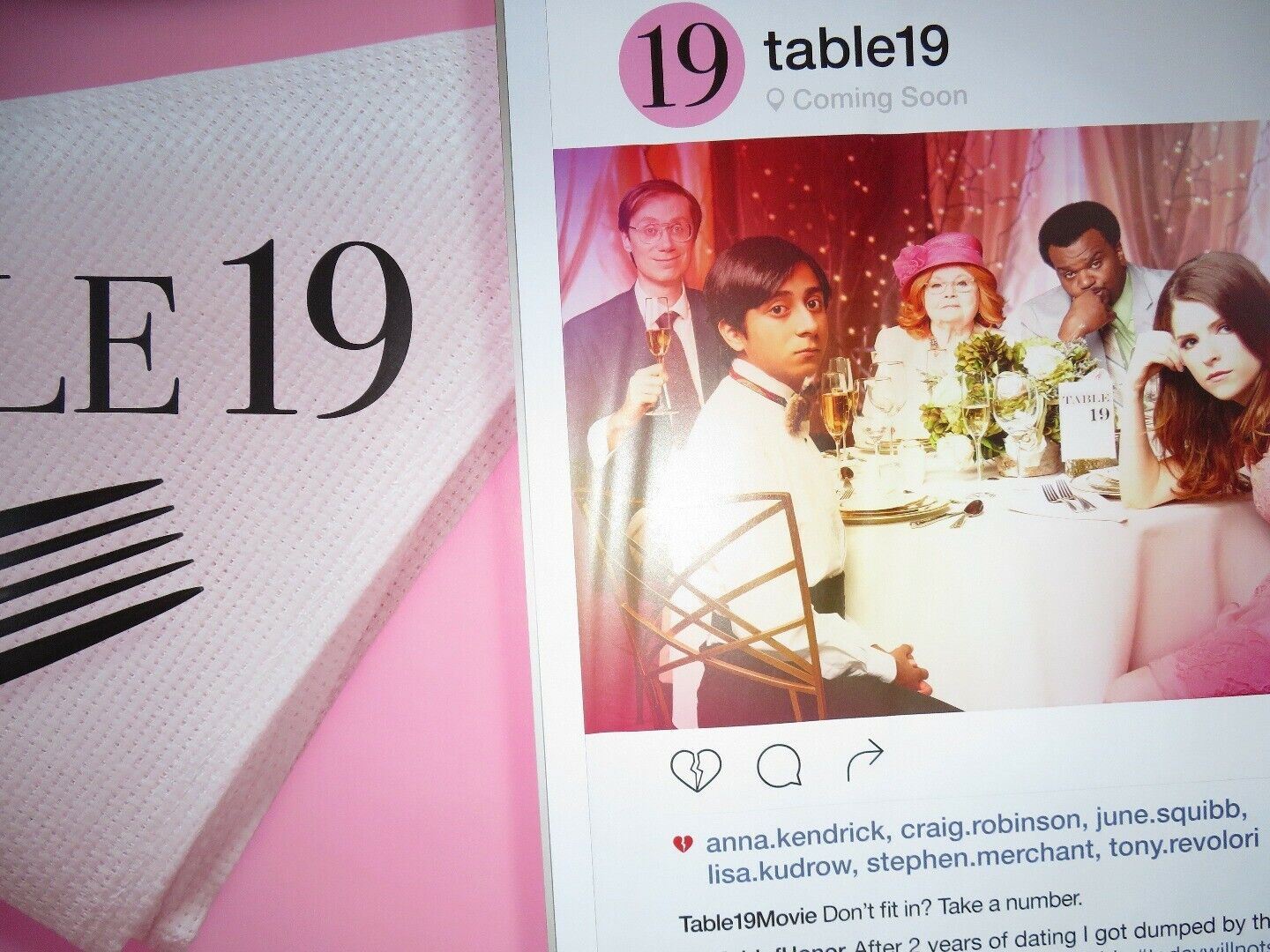 TABLE 19 BRITISH QUAD (30"x 40") ROLLED POSTER ANNA KENDRICK LISA KUDROW 2017 Rendezvous Cinema Movie posters